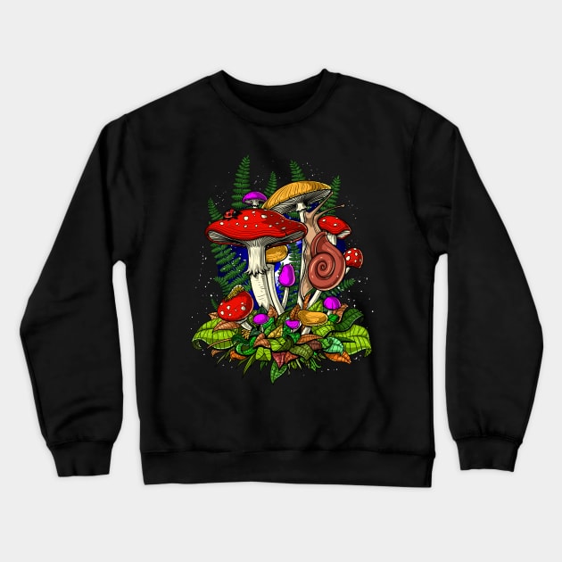 Magic Mushrooms Fungi Crewneck Sweatshirt by underheaven